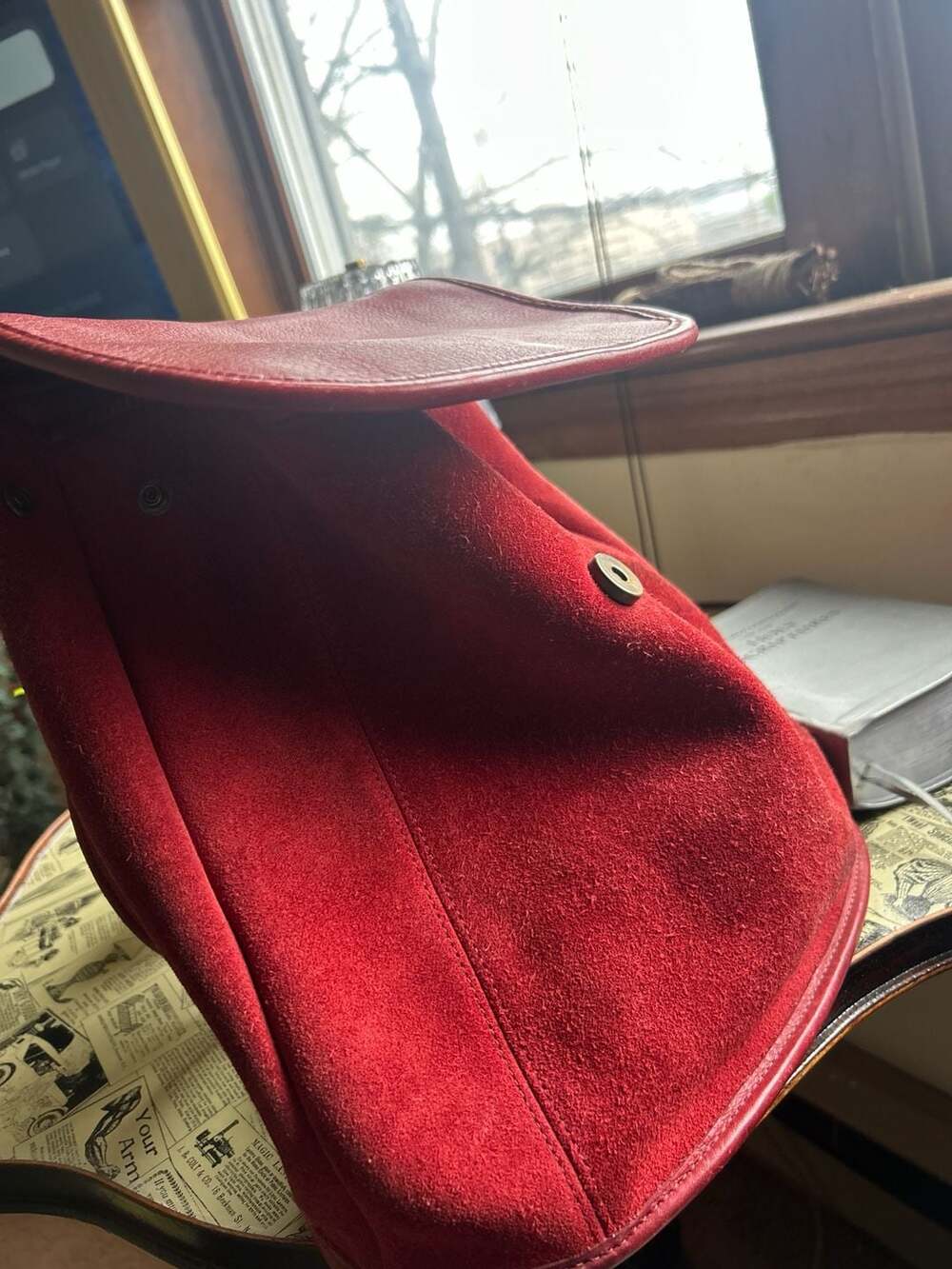 Vintage Coach Berkeley Series Red Suede and Leather Convertible Backpack 9016 - Picture 4 of 7